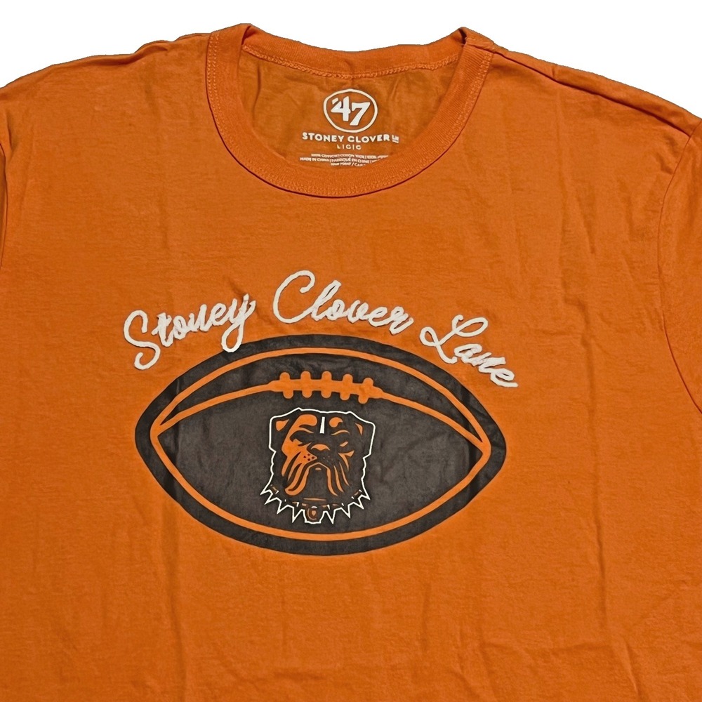 Stoney Clover Lane 47 Brand NFL Cleveland Browns Orange Bulldog T-Shirt Mens L - Picture 7 of 7